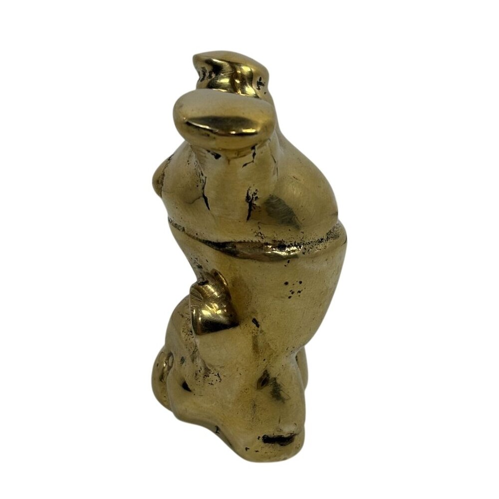 Solid Brass Bear Figurine Handstand Pose Vintage Decor 3.25" Tall Nursery Gift - Picture 3 of 6